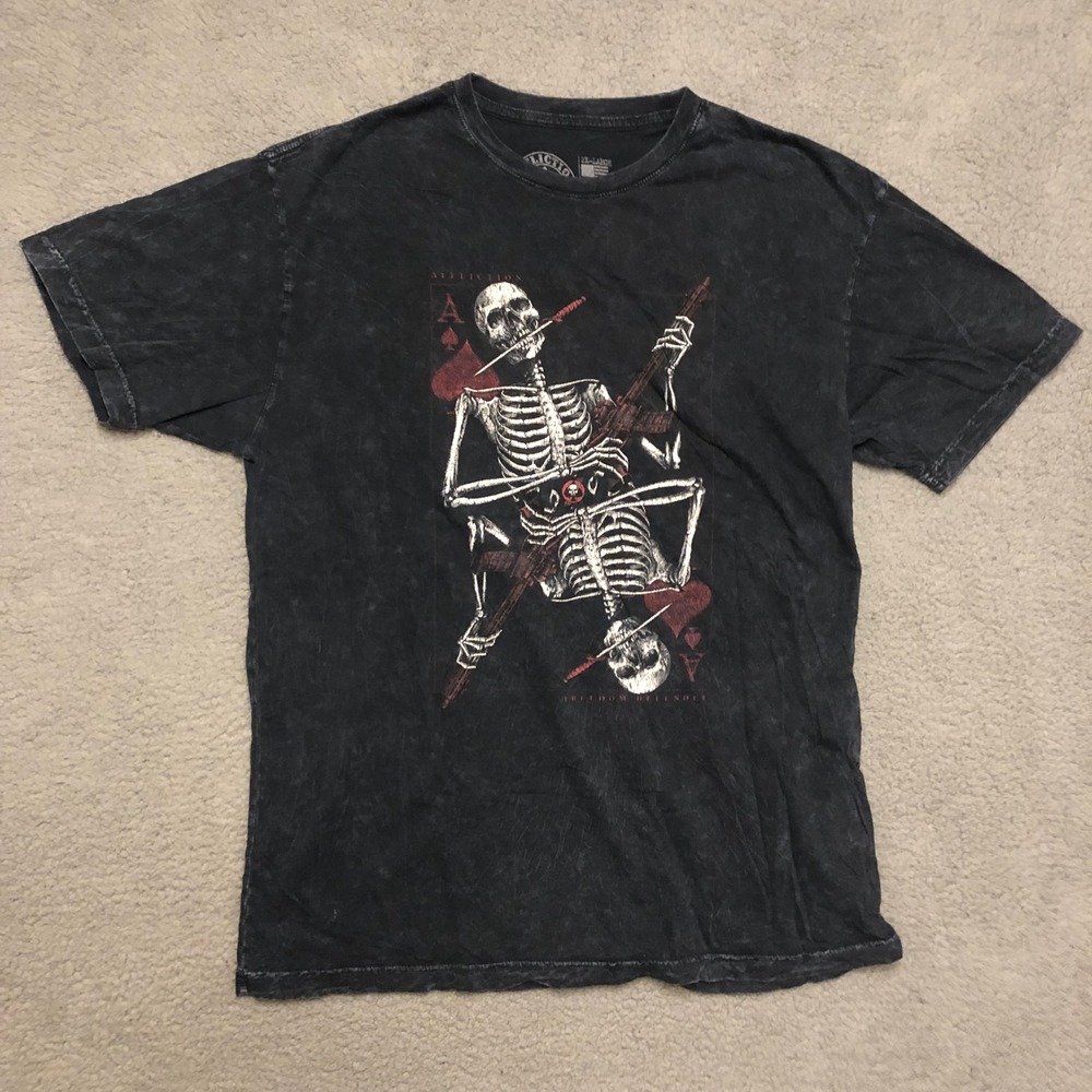 Affliction Live Fast Freedom Defender Skeleton Ace of Spades Shirt Black 2XL